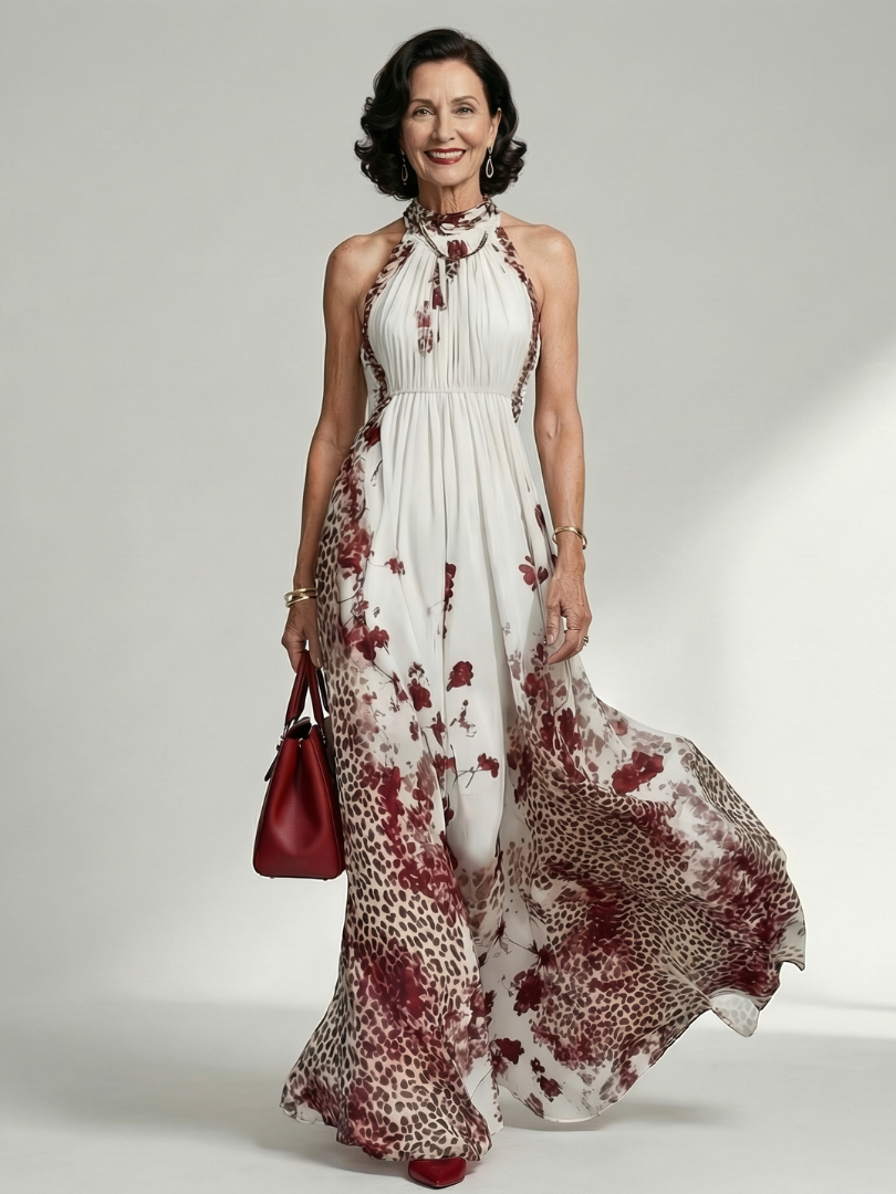 Elegante Bloemenjurk met Halterhals