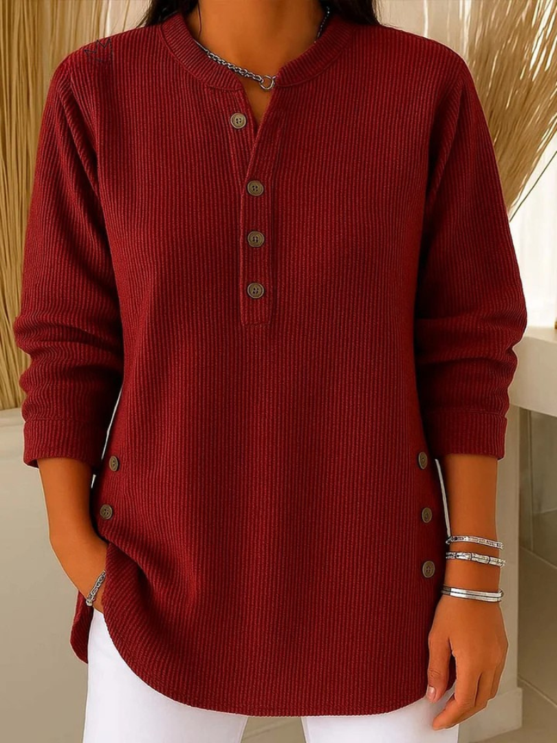 Willowe Ribbed Henley Dames Top