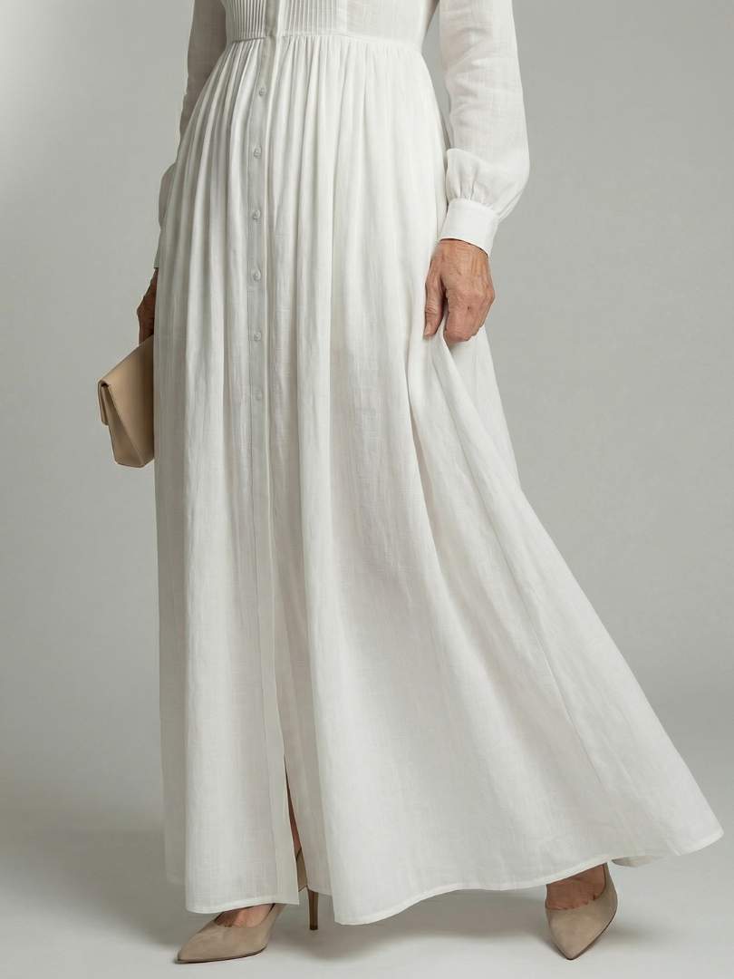 Elegante Lange Jurk met Knoopsluiting