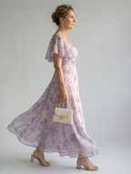Elegante Bloemenjurk met Vierkante Halslijn