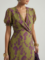 Elegante Bloemenjurk met Wikkel-decolleté