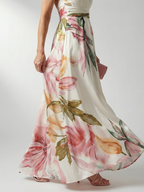 Elegante Bloemenjurk met Halterdecolleté