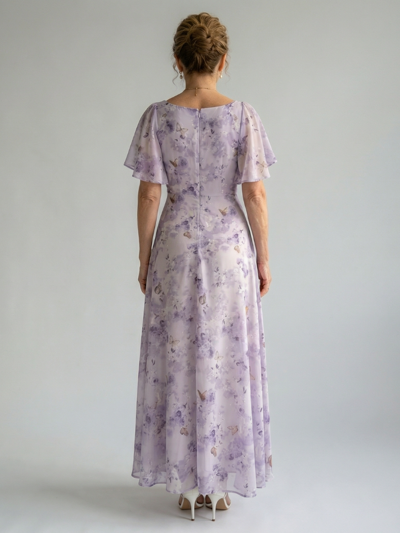 Elegante Bloemenjurk met Vierkante Halslijn