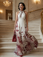 Elegante Bloemenjurk met Halterhals