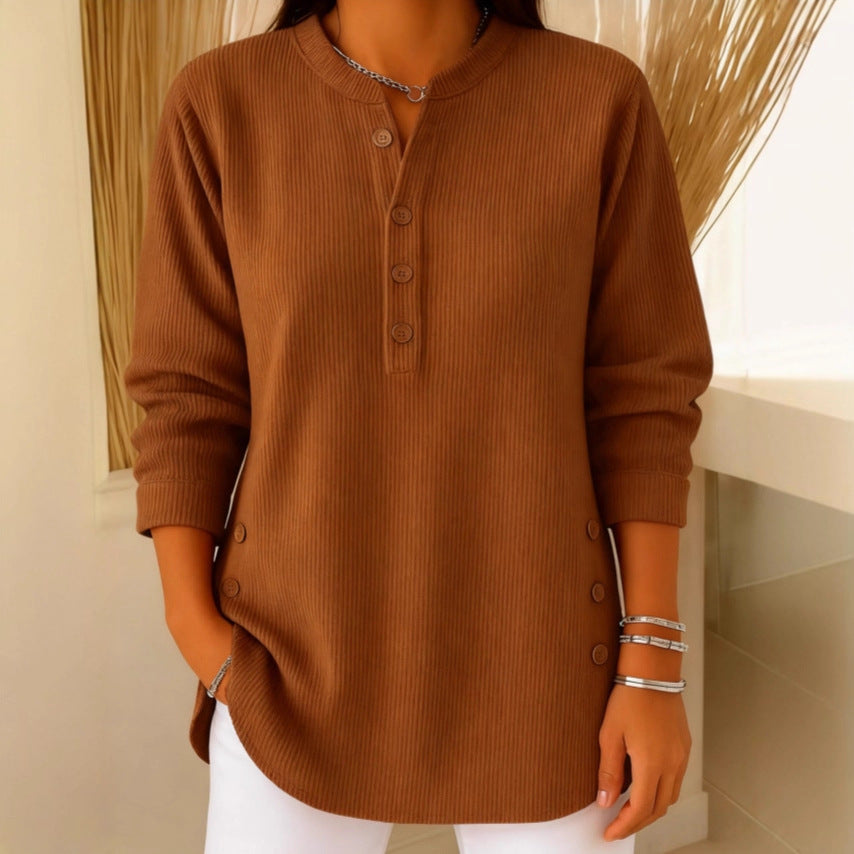 Willowe Ribbed Henley Dames Top