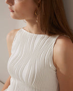 Midi-Jurk met Watertextuur en Pareldetails