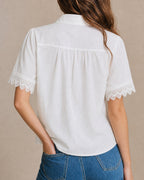 Witte Katoenen Blouse met Kraag