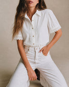 Witte Katoenen Blouse met Kraag
