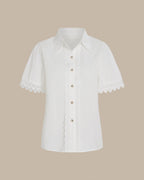 Witte Katoenen Blouse met Kraag