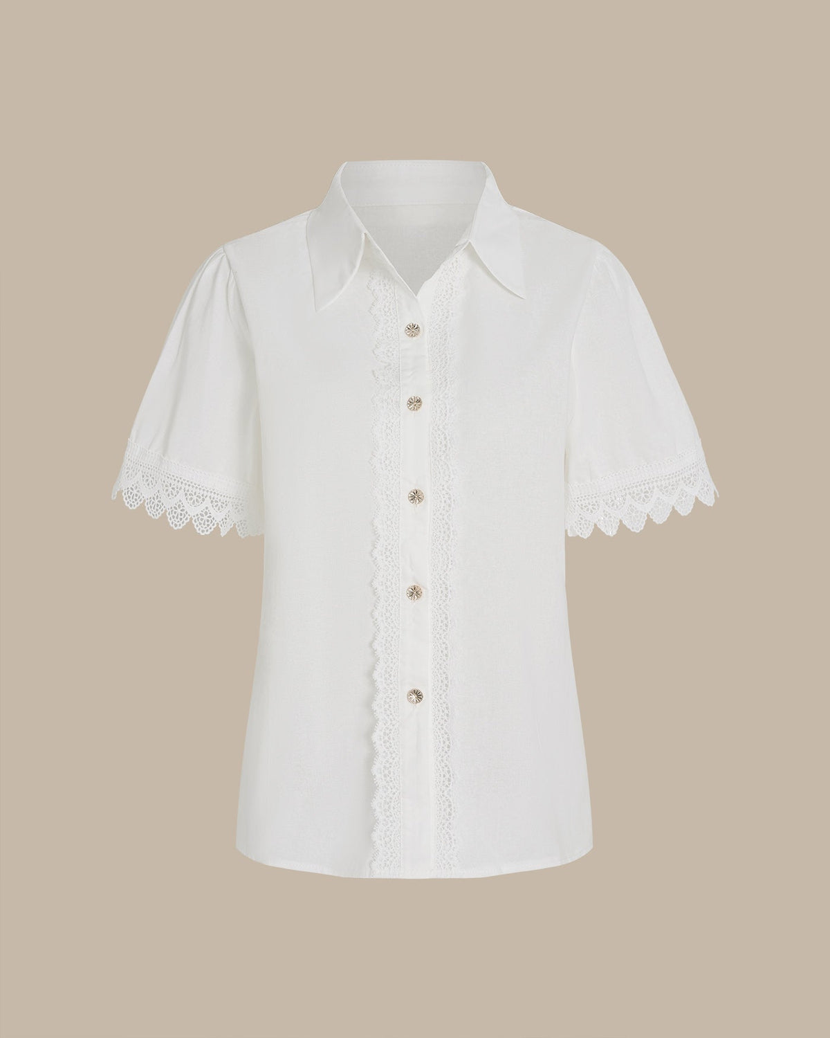 Witte Katoenen Blouse met Kraag
